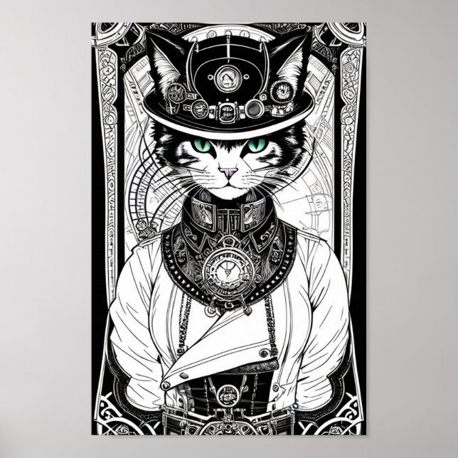 Steampunk cat poster (Front)