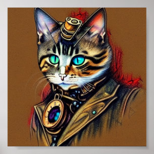 Steampunk cat poster