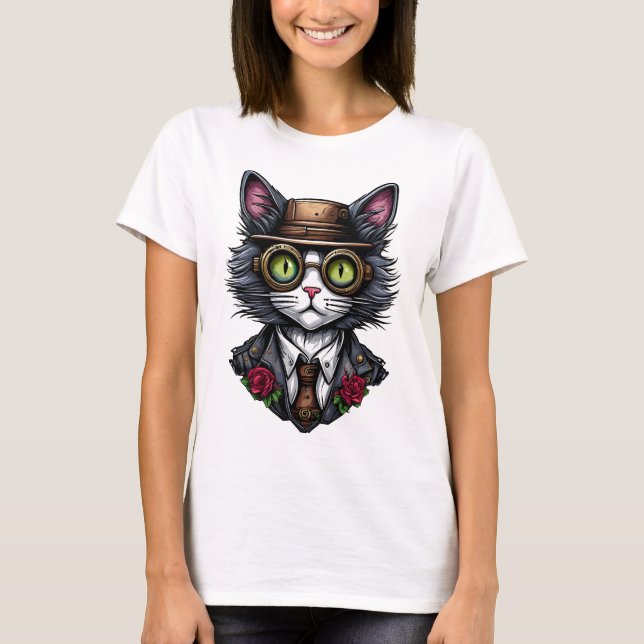 Steampunk Cat T-Shirt (Front)