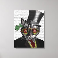 Steampunk Cat - Top Hat and red yellow glasses