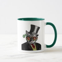 Steampunk Cat - Top Hat and red yellow glasses