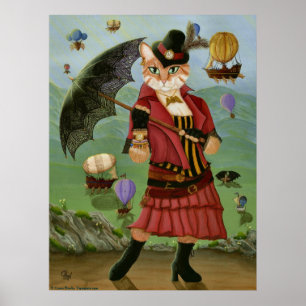 Steampunk Cat Victorian Portrait Gothic Art Print