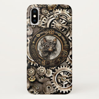 Steampunk Cat Wearing Goggles - iPhone X Case