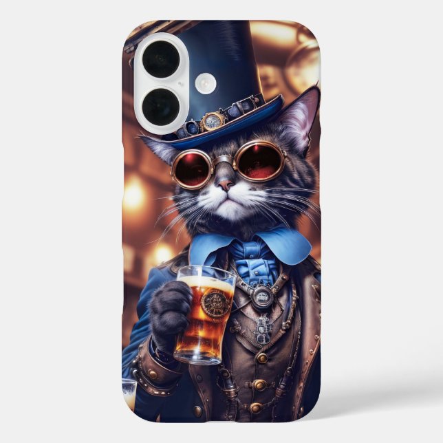 Steampunk cat with top hat and beer cover (Back)