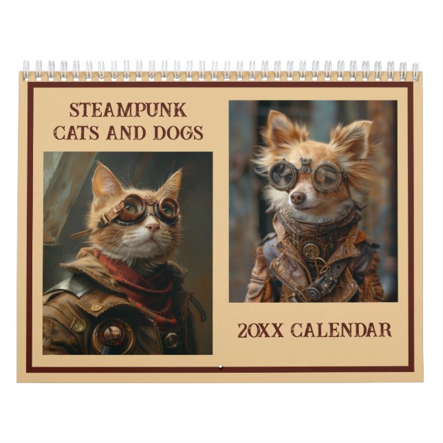 Steampunk Cats and Dogs AI Calendar (Cover)