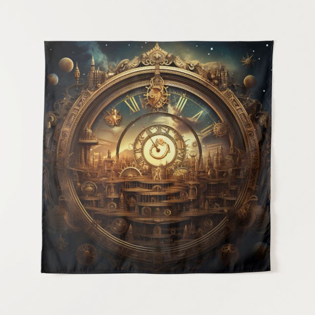Steampunk Celestial Art Tapestry (Front)