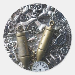 Steampunk charms classic round sticker