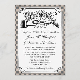Steampunk Chequerboard Wedding Invitations