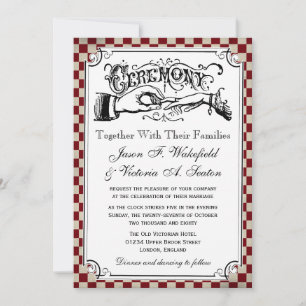 Steampunk Chequerboard Wedding Invitations