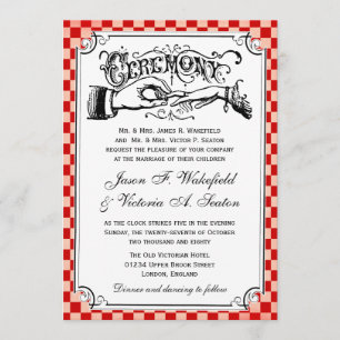 Steampunk Chequerboard Wedding Invitations