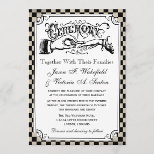 Steampunk Chequerboard Wedding Invitations