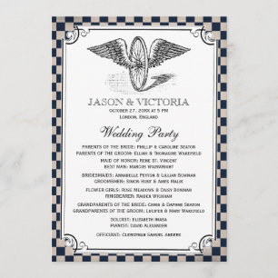 Steampunk Chequerboard Wedding Programs Programme