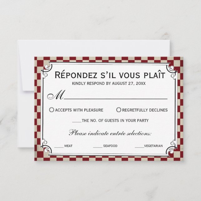 Steampunk Chequerboard Wedding RSVP Cards (Front)