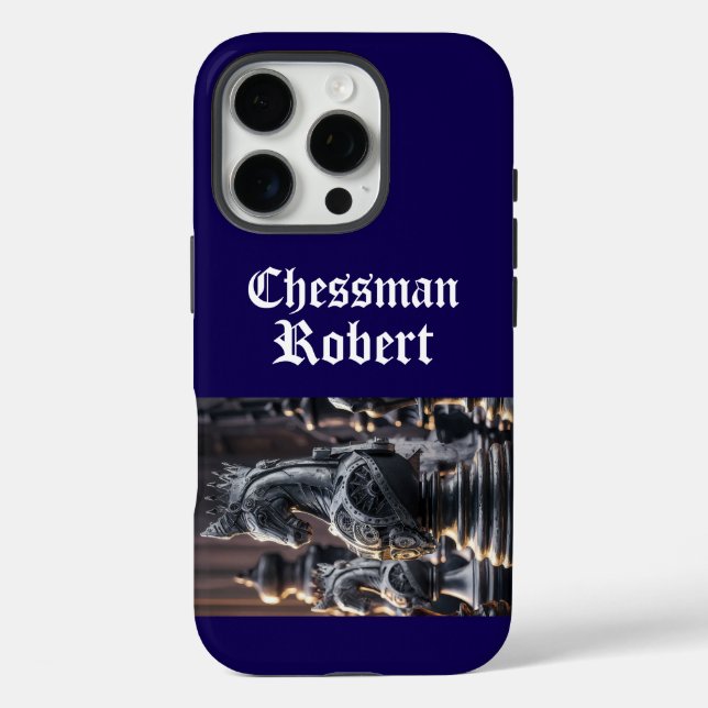 Steampunk Chess Design with Custom Name Case-Mate iPhone Case (Back)