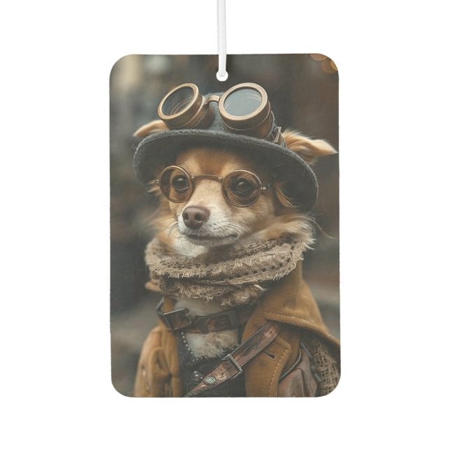 Steampunk Chihuahua Dog Funny Gift Air Freshener (Front)