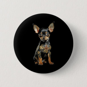 Steampunk Chihuahua Ink Tat Art Tattoo Artist Pupp 6 Cm Round Badge