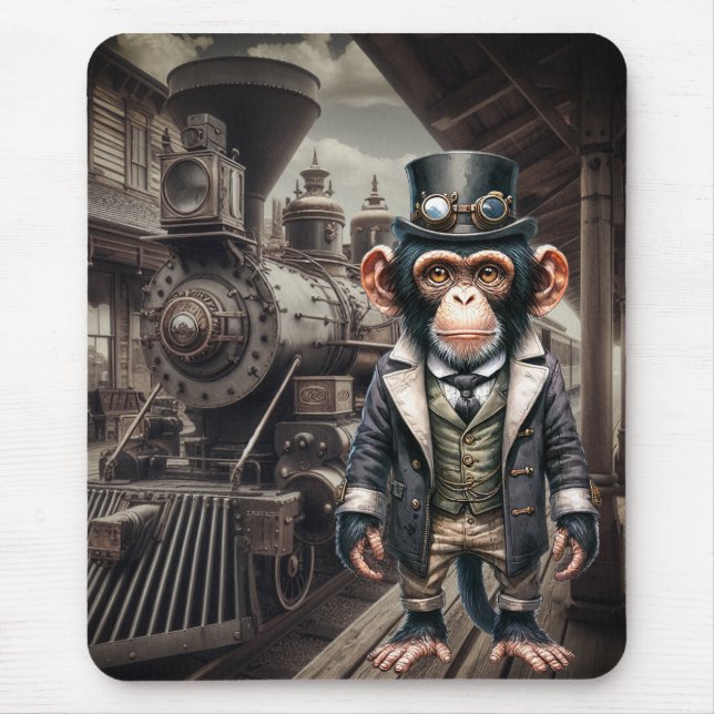 Steampunk Chimpanzee  Mouse Mat (Front)