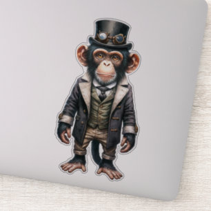 Steampunk Chimpanzee Transparent Sticker