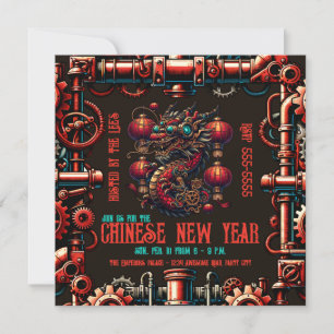 Steampunk Chinese New Year Dragon Invitation
