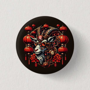 Steampunk Chinese New Year Goat 3 Cm Round Badge