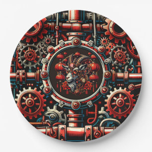 Steampunk Chinese New Year Goat Paper Plate