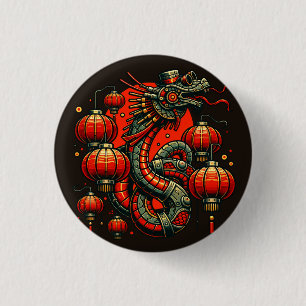 Steampunk Chinese New Year Snake 3 Cm Round Badge