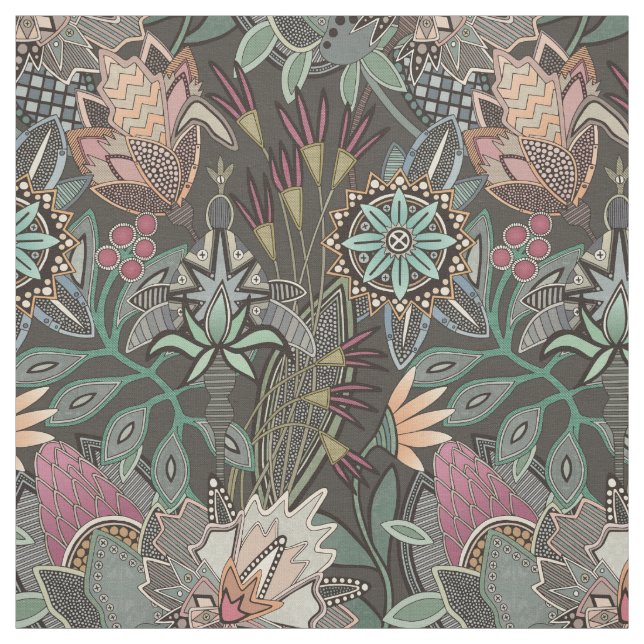 steampunk chintz cocoa fabric (Swatch)