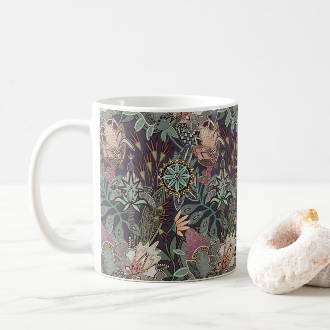 steampunk chintz grape coffee mug (With Donut)