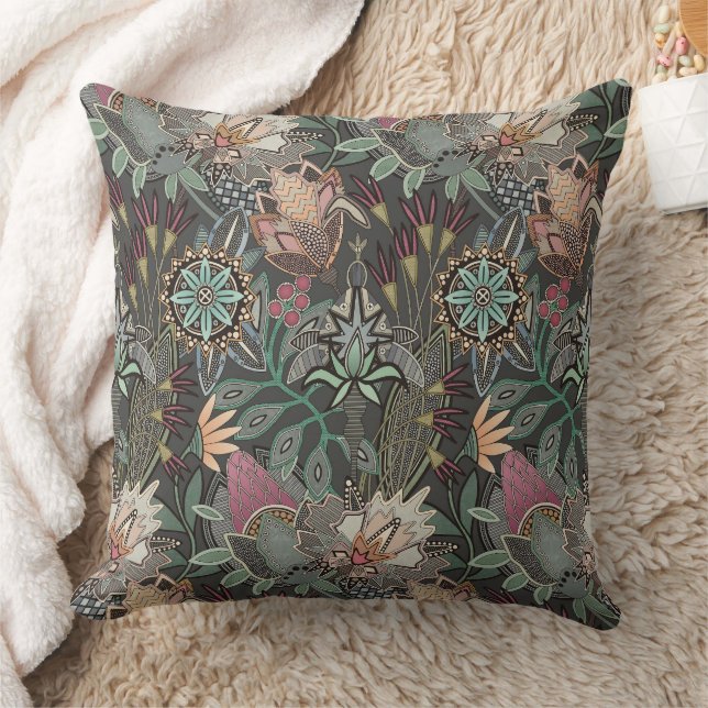 steampunk chintz grey cushion (Blanket)