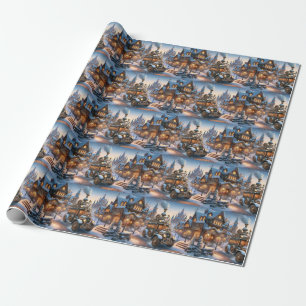 Steampunk Christmas Bus Wrapping Paper