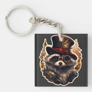 Steampunk Christmas Racoon Key Ring