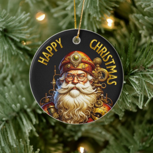 Steampunk Christmas Santa Ceramic Tree Decoration (Tree)
