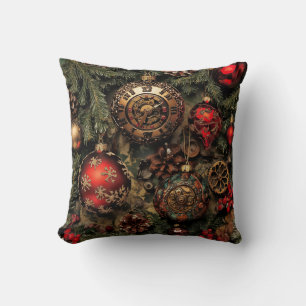 Steampunk Christmas Throw Pillow