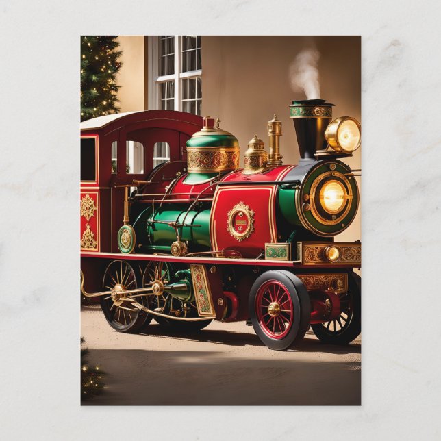 steampunk christmas train postcard (Front)