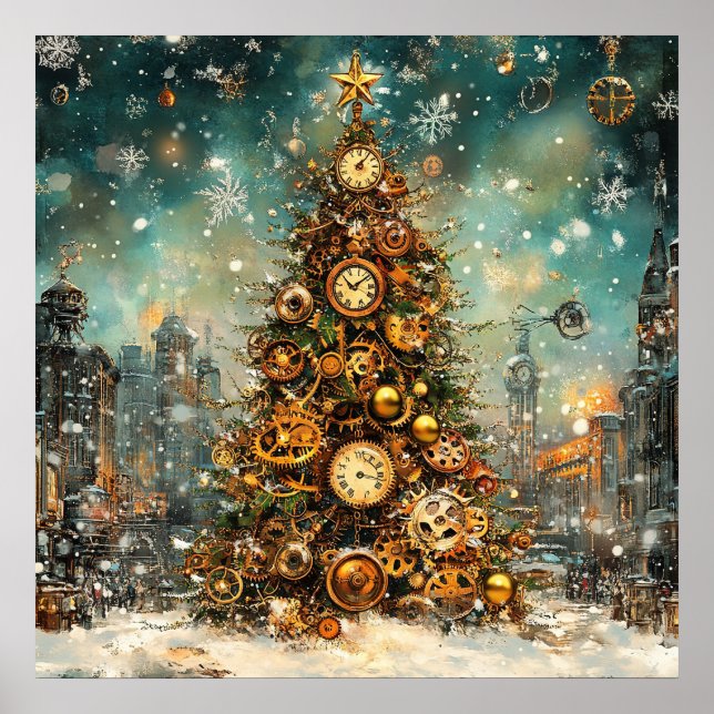 Steampunk Christmas Tree Poster (Front)