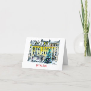 Steampunk Christmas Vintage Hand-Illustrated Holiday Card