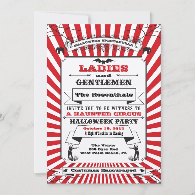 Steampunk Circus Halloween Party Invitation (Front)