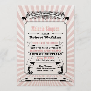 Steampunk Circus Wedding Invitation Blush