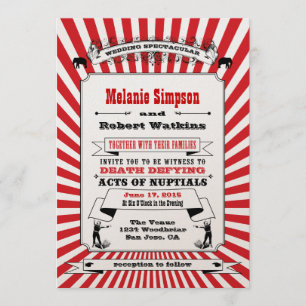 Steampunk Circus Wedding Invitation Red