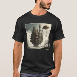 Steampunk City Artwork Retro Scifi Mechanical Gear T-Shirt
