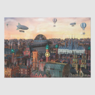 Steampunk City Buildings Decoupage 15x20 Tissue Paper