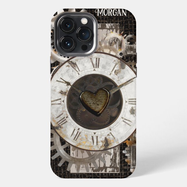 Steampunk Clock and Gears iPhone Case (Back)