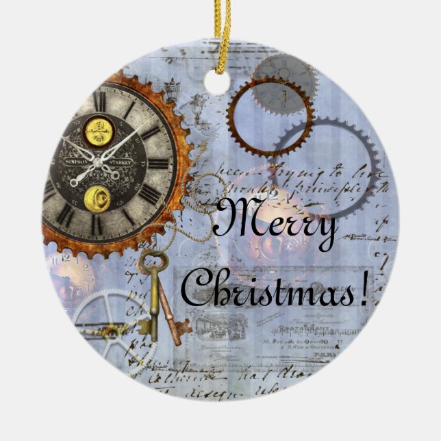 Steampunk Clock Christmas Ornament (Front)