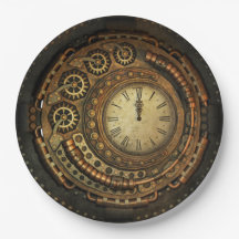 Steampunk Clock Disposable Paper Plates