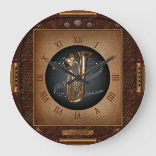 Steampunk Clock~Doublophone~Double Bell Euphonium~ Large Clock