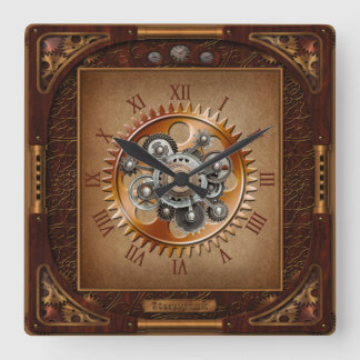 Steampunk Clock~Large Antique Gear~Roman Numerals~ Square Wall Clock
