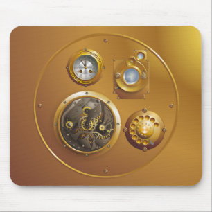 Steampunk clock mouse mat