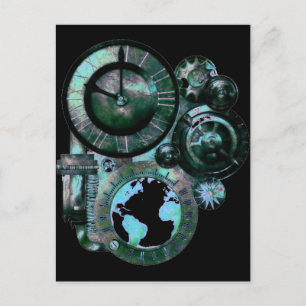 Steampunk Clock Postcard