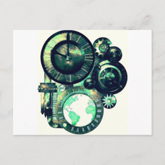 Steampunk Clock Postcard