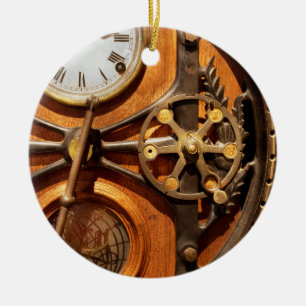 Steampunk - Clock - The dial recorder Ceramic Tree Decoration